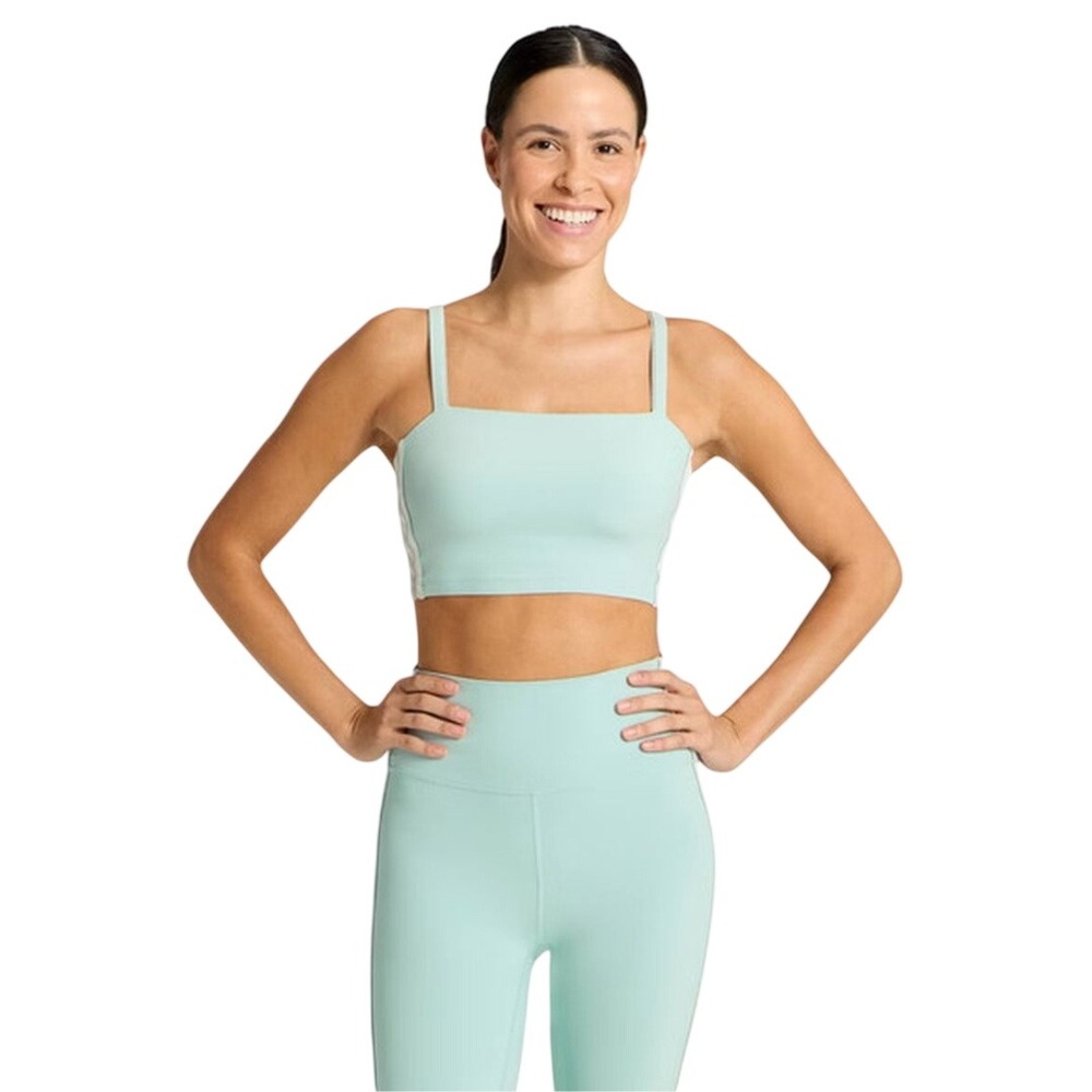 All in Motion Women's Light Blue Striped Everyday Soft Sports Bra Size L